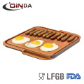 Copper color non stick coating die cast aluminum double sided grill pan